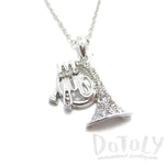 French Horn Instrument Shaped Rhinestone Pendant Necklace in Silver | For Music Lovers | DOTOLY