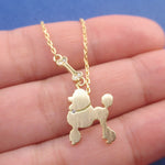 French Poodle and Dog Bone Silhouette Shaped Pendant Necklace
