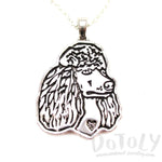 French Poodle Dog Portrait Pendant Necklace in Silver | Animal Jewelry | DOTOLY