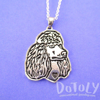 French Poodle Dog Portrait Pendant Necklace in Silver | Animal Jewelry | DOTOLY