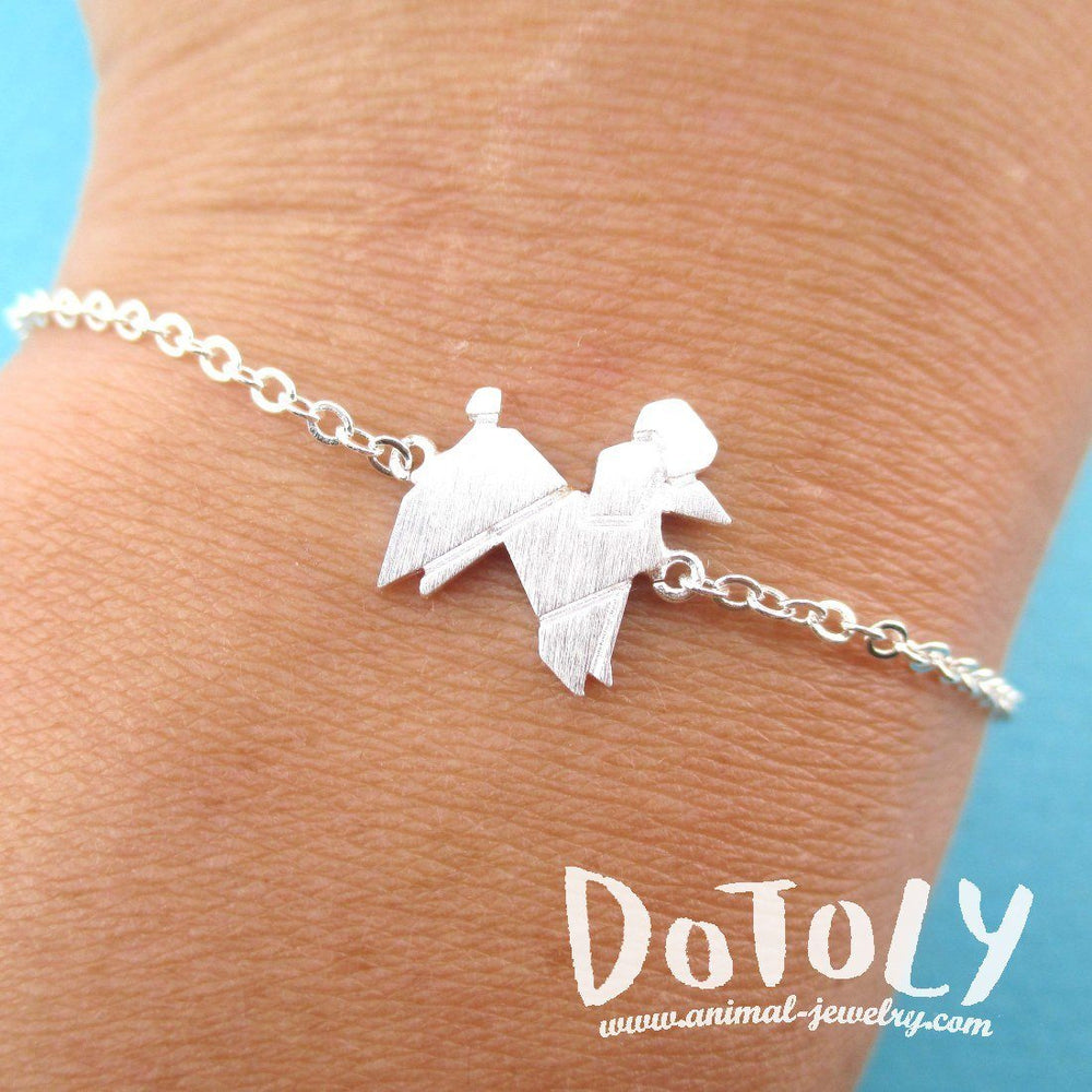 French Poodle Origami Shaped Charm Bracelet in Silver | DOTOLY