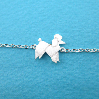 French Poodle Origami Shaped Charm Bracelet in Silver | DOTOLY