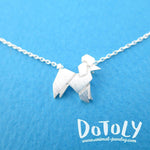 French Poodle Origami Dog Shaped Pendant Necklace in Silver | Animal Jewelry | DOTOLY