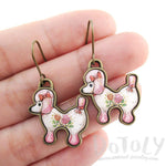 French Poodle Puppy Shaped Dangle Drop Earrings in Pink | Animal Jewelry | DOTOLY