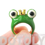 Frog Prince with Crown Enamel Animal Ring in US Size 6.5 and 7 | Animal Jewelry | DOTOLY