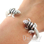 Frog Shaped Open Bangle Bracelet Cuff in Silver | DOTOLY