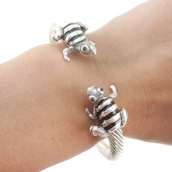 Frog Shaped Open Bangle Bracelet Cuff in Silver | DOTOLY