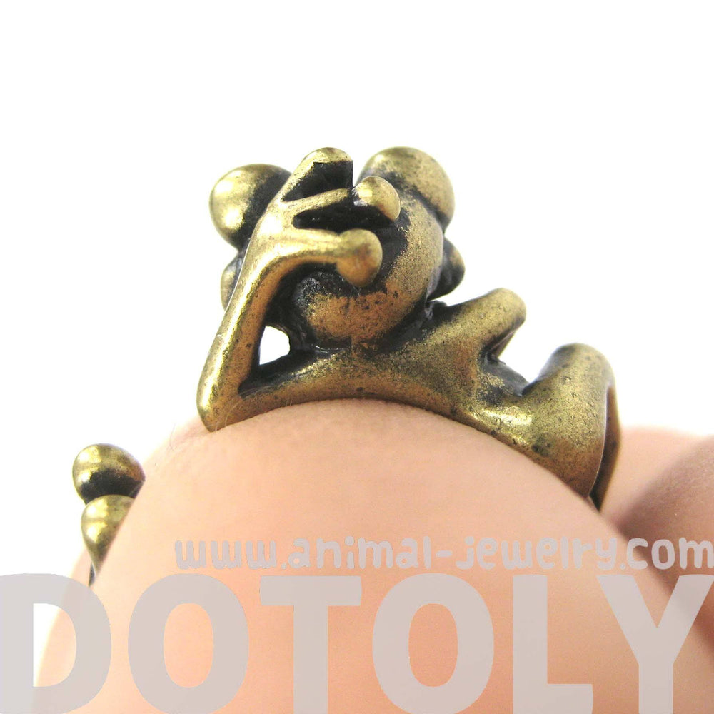 Funny Frog Animal Wrap Around Hug Ring in Brass | US Size 4 - 9 | DOTOLY