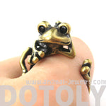 Funny Frog Animal Wrap Around Hug Ring in Brass | US Size 4 - 9 | DOTOLY