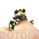 Funny Frog Animal Wrap Around Hug Ring in Brass | US Size 4 - 9 | DOTOLY