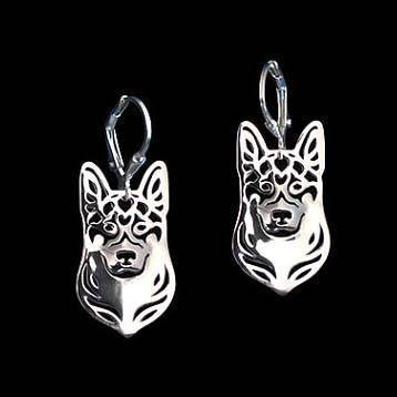 German Shepherd Dog Shaped Drop Dangle Earrings in Silver | Animal Jewelry | DOTOLY