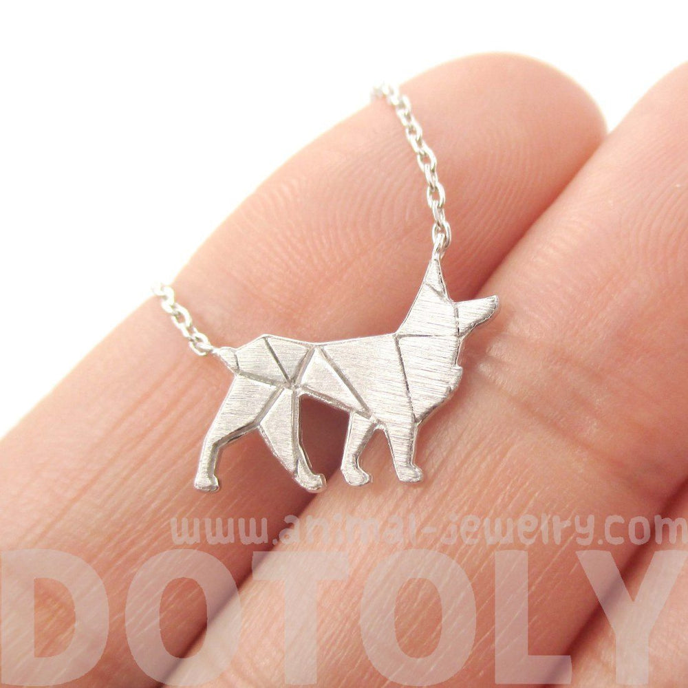 German Shepherd Dog Shaped Silhouette Charm Necklace in Silver | DOTOLY | DOTOLY