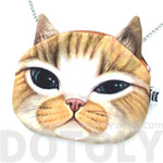 Ginger Kitty Cat Face Shaped Photo Digital Print Cross Body Shoulder Bag | DOTOLY
