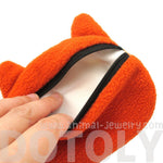 Ginger Tabby Kitty Cat Face Shaped Soft Fabric Zipper Coin Purse Make Up Bag | DOTOLY