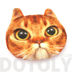 Ginger Tabby Kitty Cat Face Shaped Soft Fabric Zipper Coin Purse Make Up Bag | DOTOLY