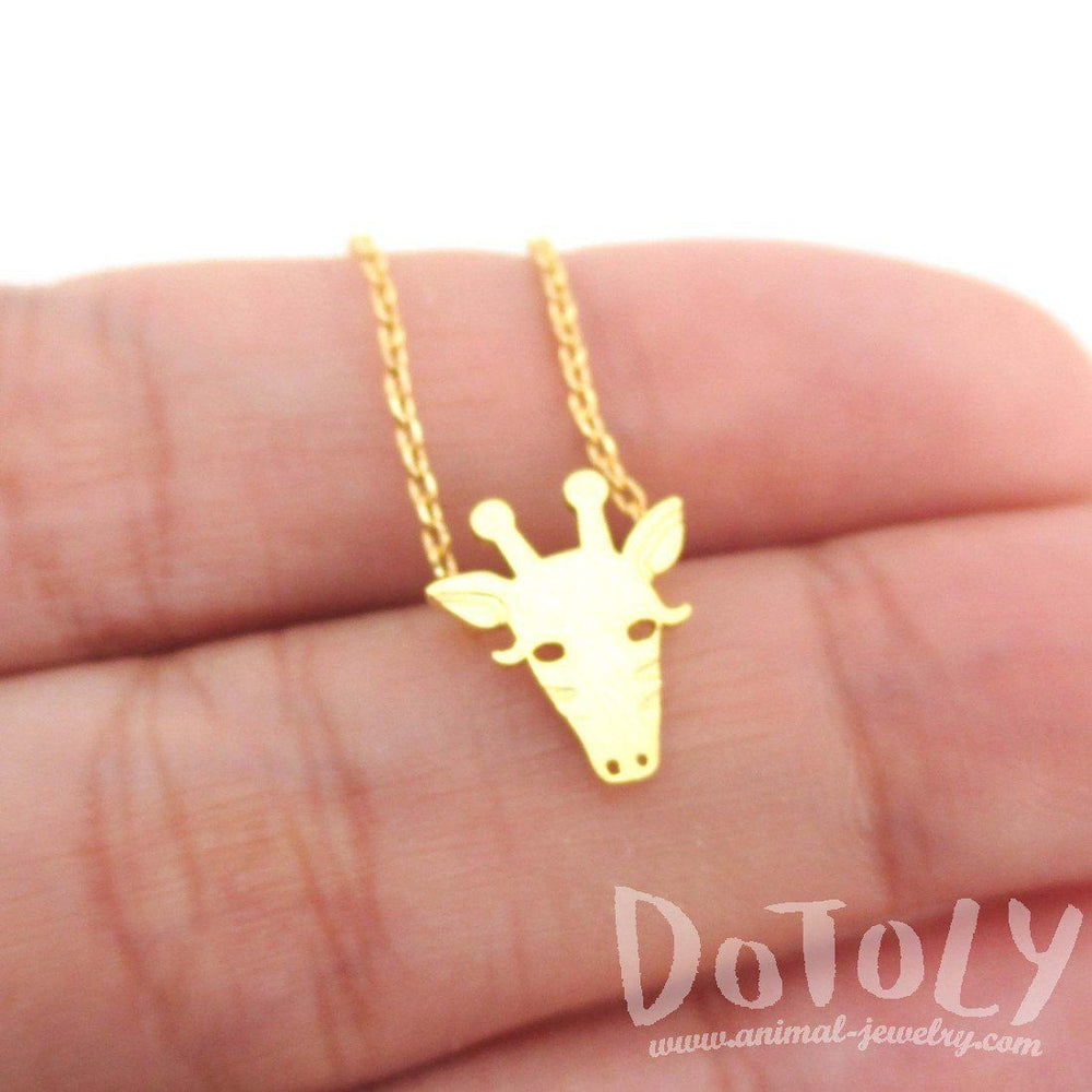 Giraffe Face Shaped Pendant Necklace in Gold | Animal Jewelry | DOTOLY