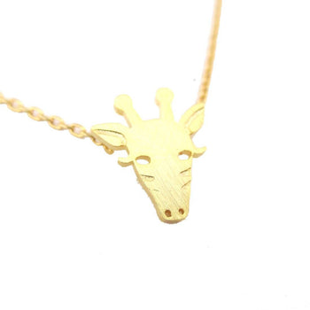 Giraffe Face Shaped Pendant Necklace in Gold | Animal Jewelry | DOTOLY