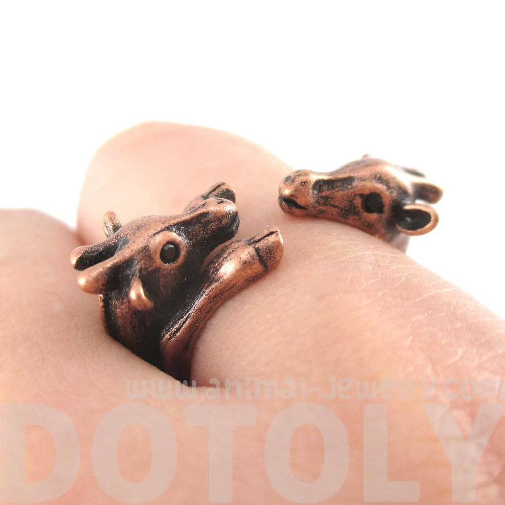 Giraffe Mother and Baby Animal Wrap Around Ring in Copper | US Sizes 5 to 9 | DOTOLY