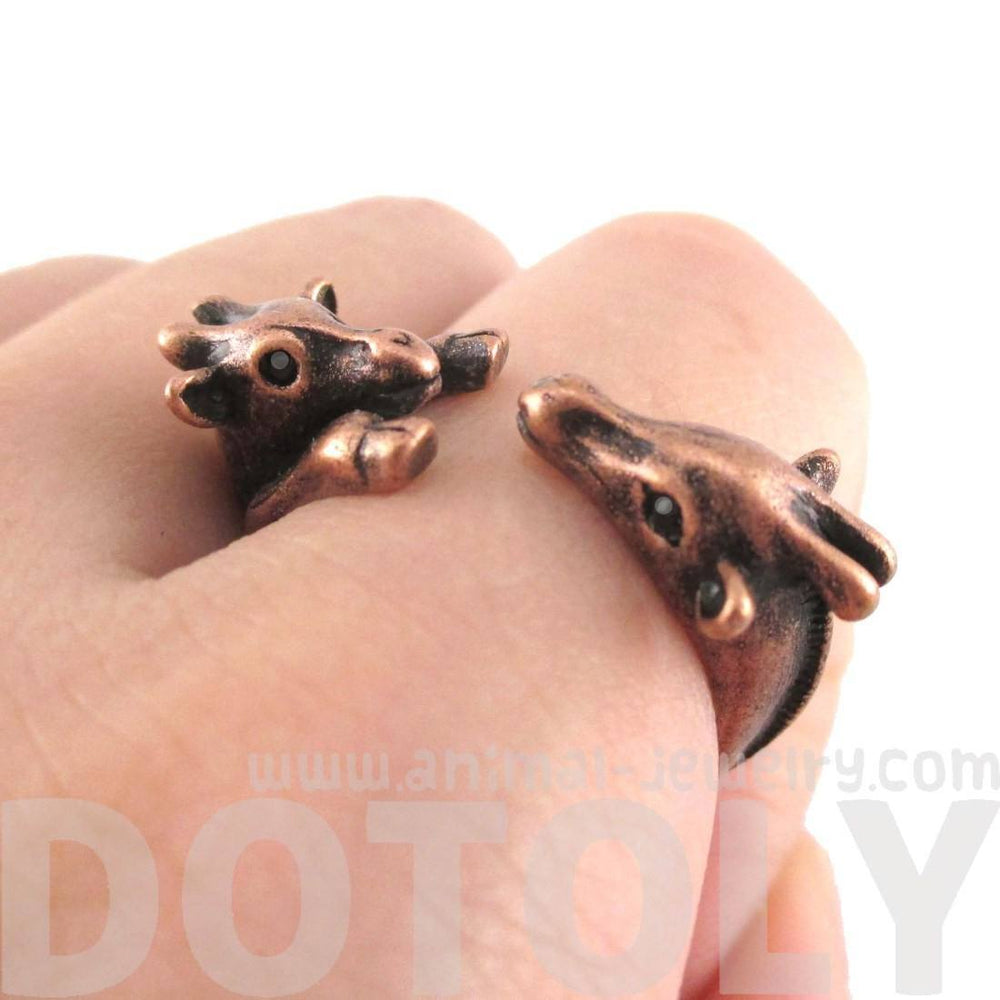 Giraffe Mother and Baby Animal Wrap Around Ring in Copper | US Sizes 5 to 9 | DOTOLY