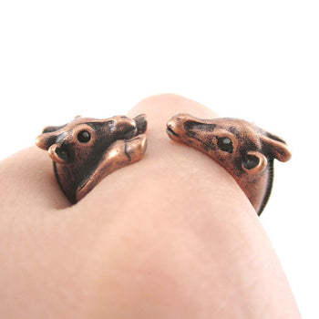 Giraffe Mother and Baby Animal Wrap Around Ring in Copper | US Sizes 5 to 9 | DOTOLY