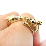 Giraffe Mother and Baby Animal Wrap Around Ring in Shiny Gold | US Sizes 5 to 9 | DOTOLY