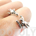 Giraffe Mother and Baby Animal Wrap Around Ring in Shiny Silver | US Sizes 5 to 9 | DOTOLY