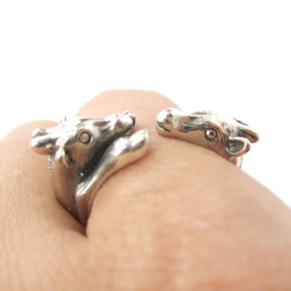 Giraffe Mother and Baby Shaped Animal Wrap Ring in 925 Sterling Silver | US Sizes 5 to 8.5 | DOTOLY