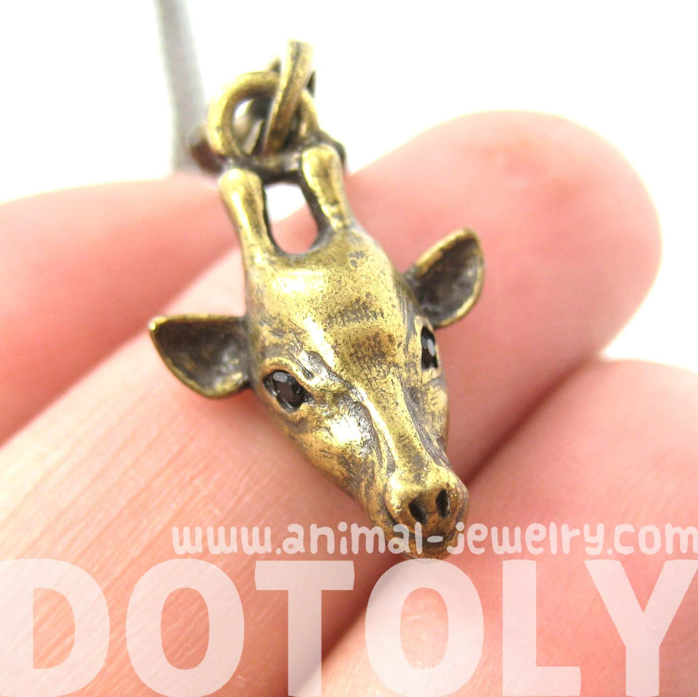 Giraffe Realistic Animal Charm Necklace in Brass | Animal Jewelry | DOTOLY