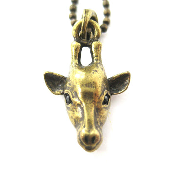 Giraffe Realistic Animal Charm Necklace in Brass | Animal Jewelry | DOTOLY