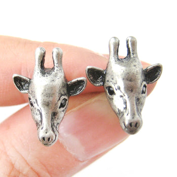 Giraffe Realistic Animal Stud Earrings in Silver | Animal Jewelry | DOTOLY