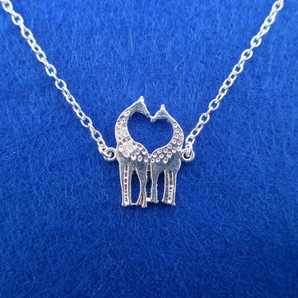 Giraffe Shaped Animal Wrap Rings and Necklace 3 Piece Set in Silver