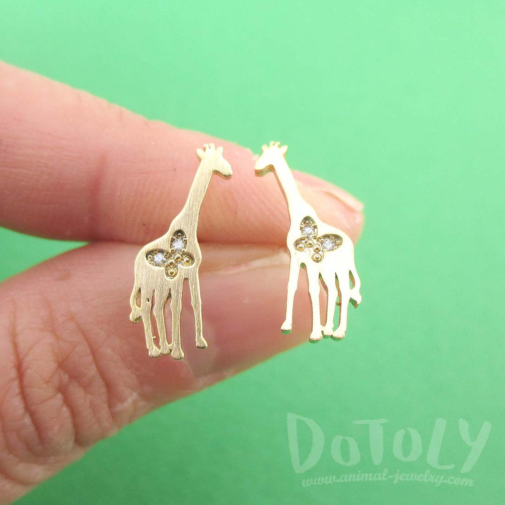 Giraffe Silhouette Shaped Allergy Free Stud Earrings in Gold | DOTOLY