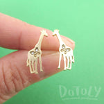 Giraffe Silhouette Shaped Allergy Free Stud Earrings in Gold | DOTOLY