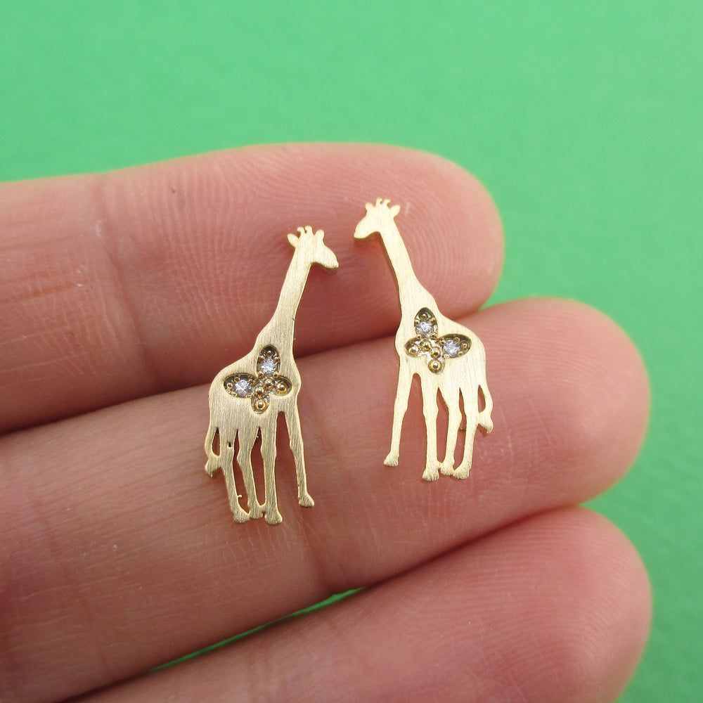 Giraffe Silhouette Shaped Allergy Free Stud Earrings in Gold | DOTOLY