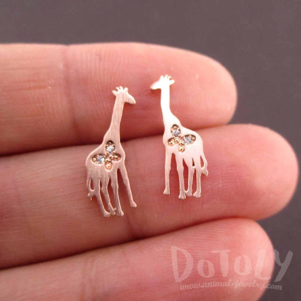 Giraffe Silhouette Shaped Allergy Free Stud Earrings in Rose Gold