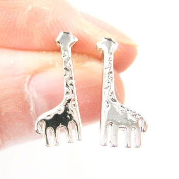 Miniature Giraffe Shaped Animal Stud Earrings in Silver | DOTOLY | DOTOLY