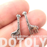 Miniature Giraffe Shaped Animal Stud Earrings in Silver | DOTOLY | DOTOLY