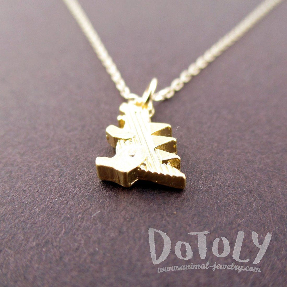 Godzilla Dinosaur Shaped Pendant Necklace in Gold | DOTOLY | DOTOLY