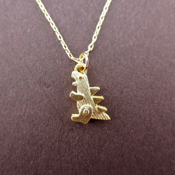 Godzilla Dinosaur Shaped Pendant Necklace in Gold | DOTOLY | DOTOLY