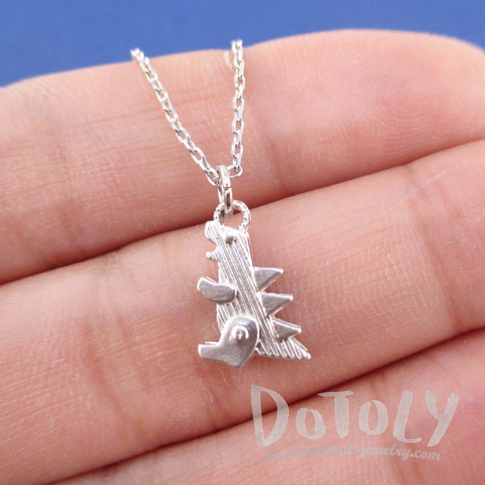Godzilla Dinosaur Shaped Pendant Necklace in Silver | DOTOLY | DOTOLY