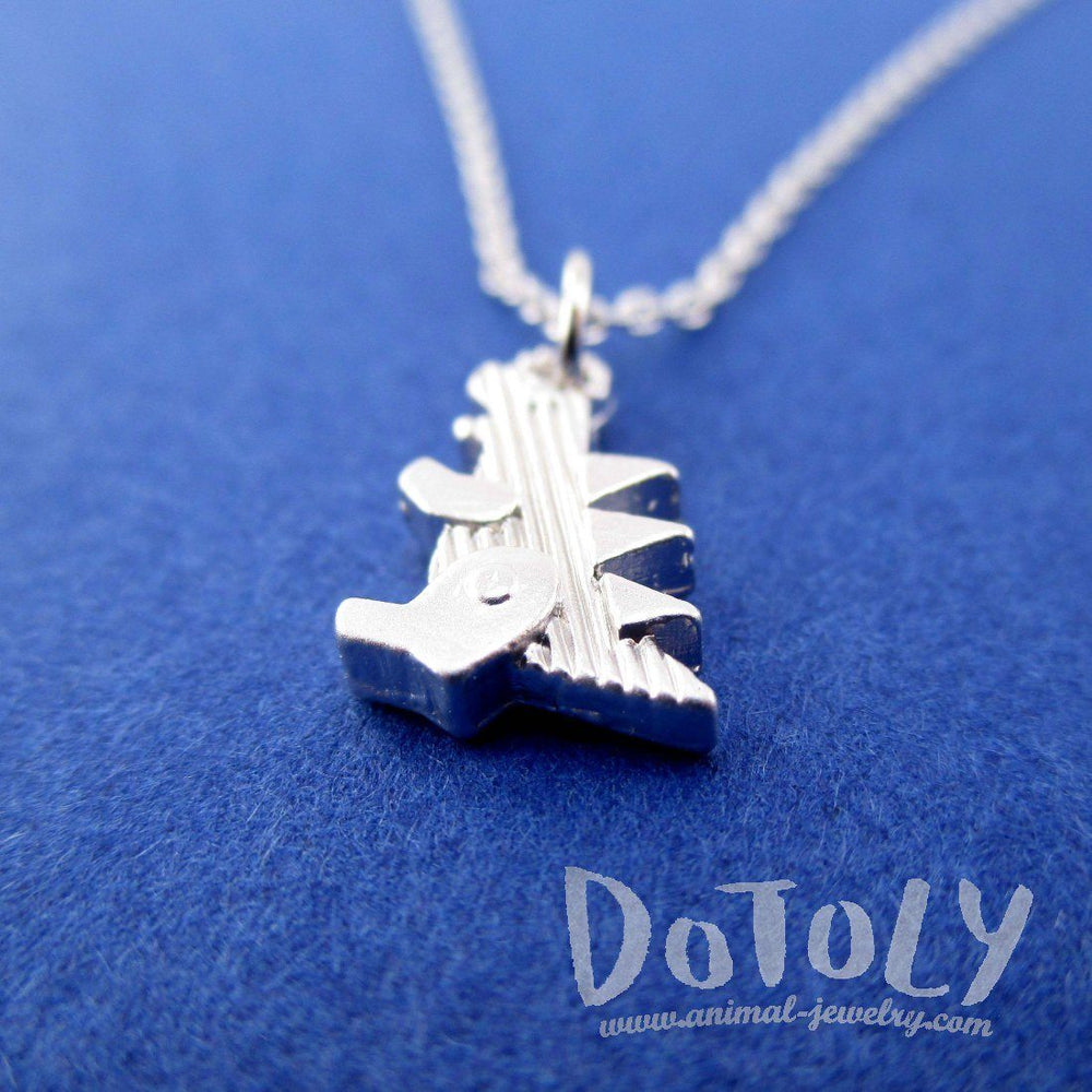 Godzilla Dinosaur Shaped Pendant Necklace in Silver | DOTOLY | DOTOLY