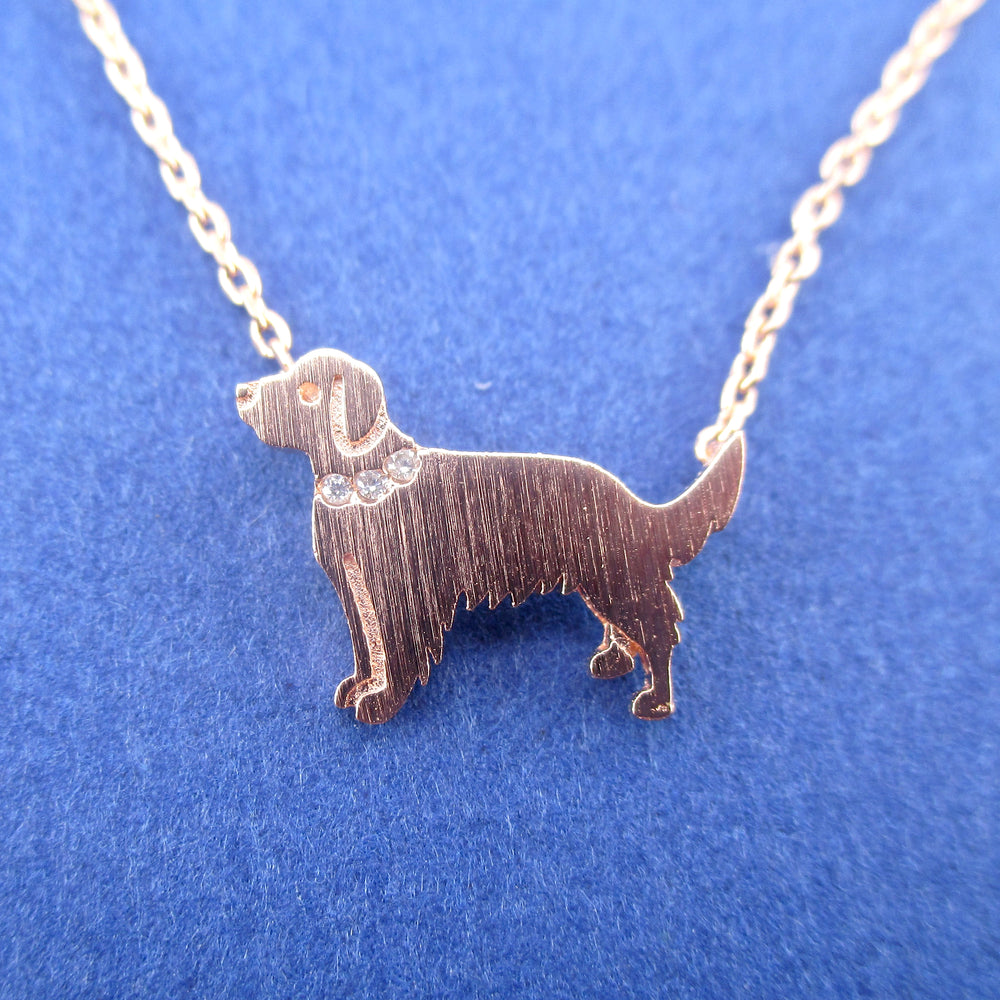 Golden Retriever Dog Shaped Pendant Necklace in Rose Gold | Gifts for Dog Lovers