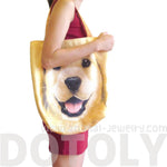 Golden Retriever Puppy Face Print Hemp Fabric Tote Shopper Bag | Gifts for Dog Lovers | DOTOLY