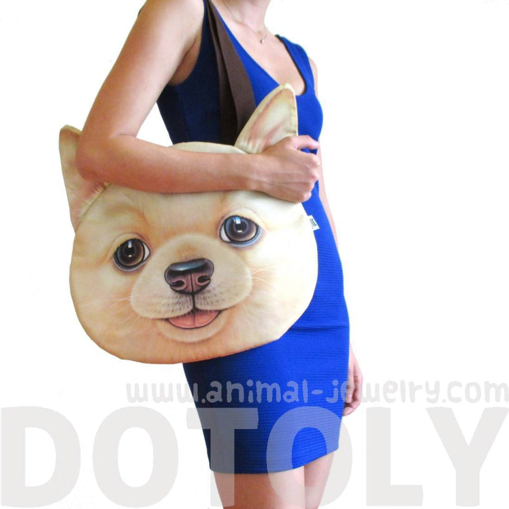 Golden Retriever Puppy Face Shaped Large Shopper Tote Shoulder Bag | Gifts for Dog Lovers | DOTOLY