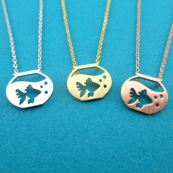 Goldfish in a Fish Bowl Silhouette Shaped Pendant Necklace | DOTOLY