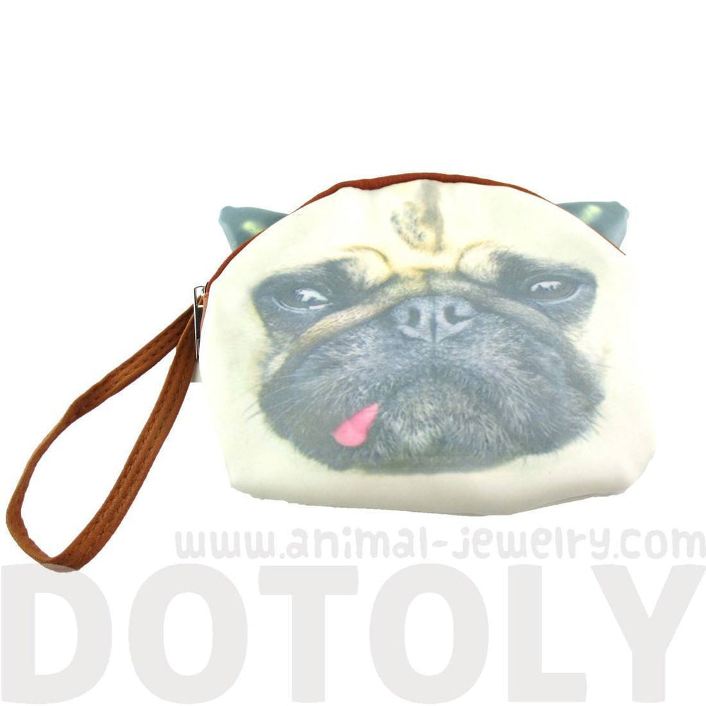 Goofy Pug Face with Tongue Sticking Out Shaped Clutch Bag | Gifts for Dog Lovers | DOTOLY