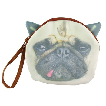 Goofy Pug Face with Tongue Sticking Out Shaped Clutch Bag | Gifts for Dog Lovers | DOTOLY