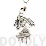 Grand Piano and Musical Notes Shaped Music Themed Charm Necklace in Silver | DOTOLY