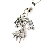 Grand Piano and Musical Notes Shaped Music Themed Charm Necklace in Silver | DOTOLY