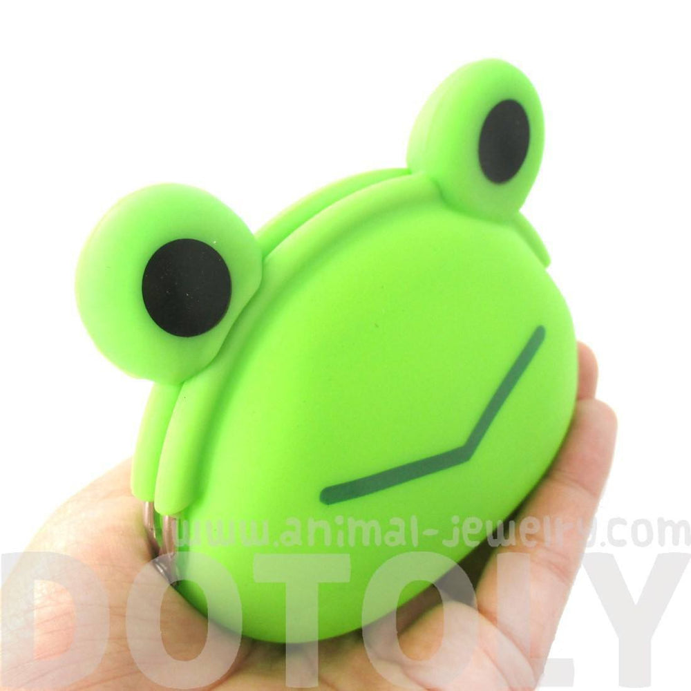 Green Froggy Frog Shaped Mimi Pochi Animal Friends Silicone Clasp Coin Purse Pouch | DOTOLY
